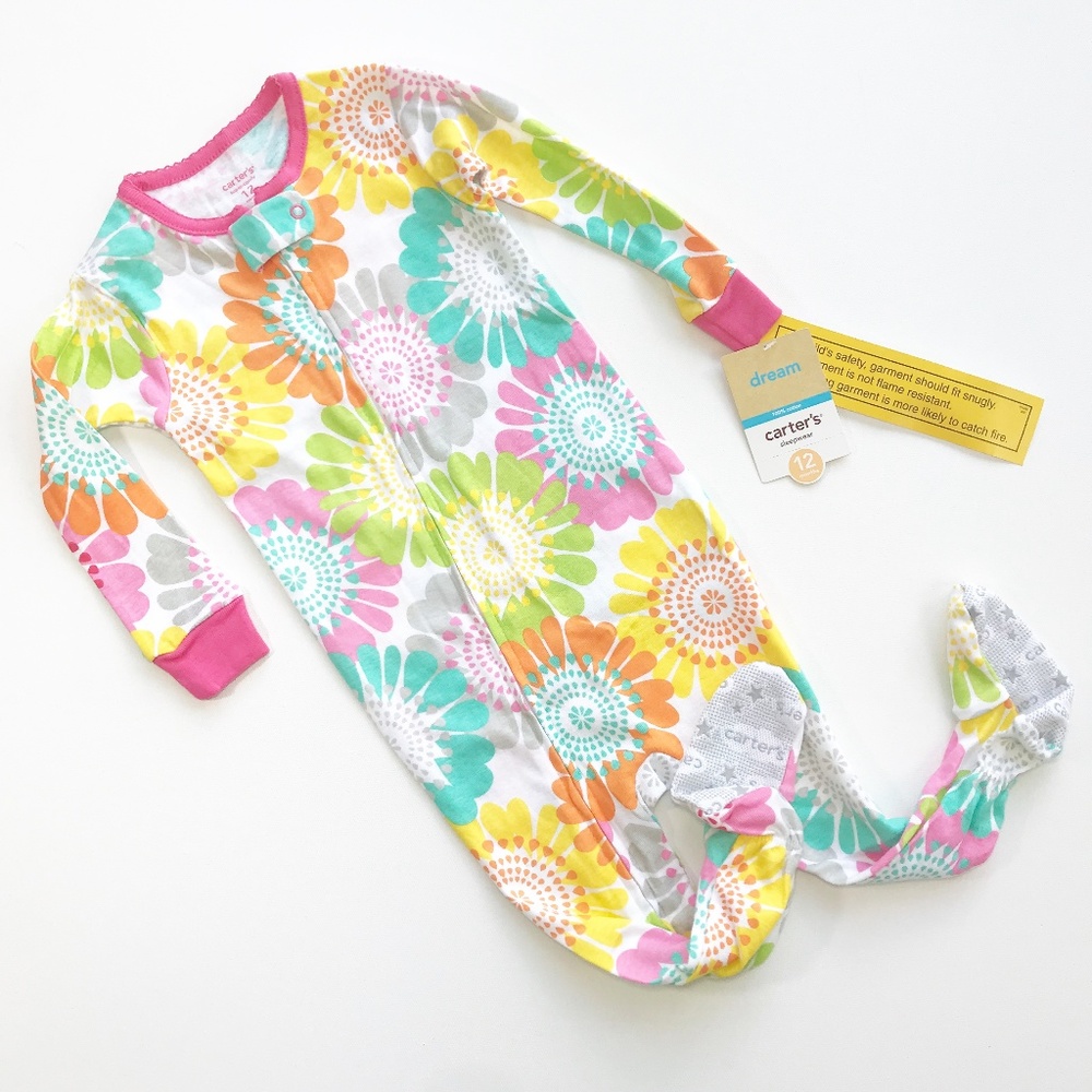 Carter's Infant Girl Footed  Flower Sleeper 12 mos